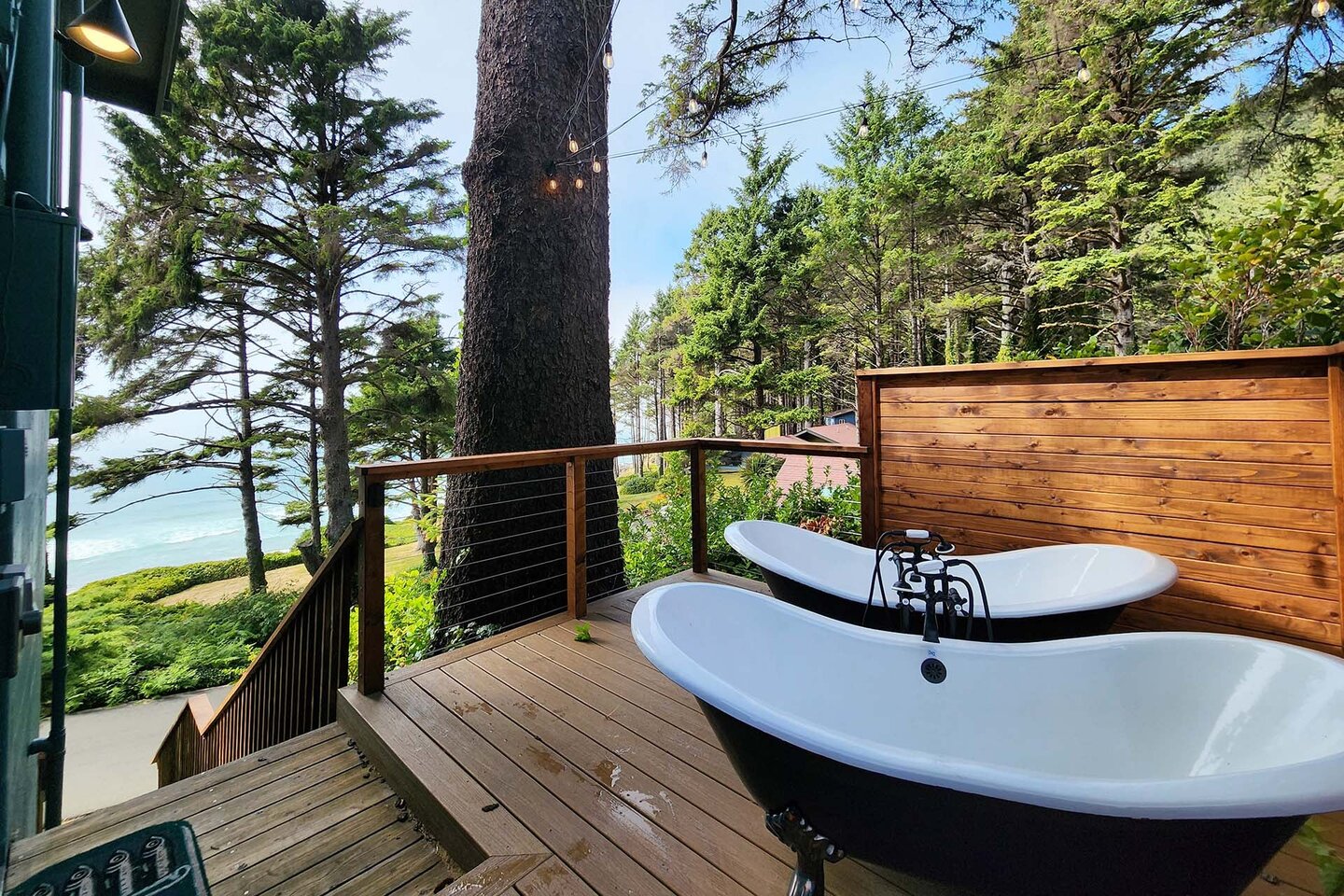 Immerse yourself in the outdoor soaking tubs.